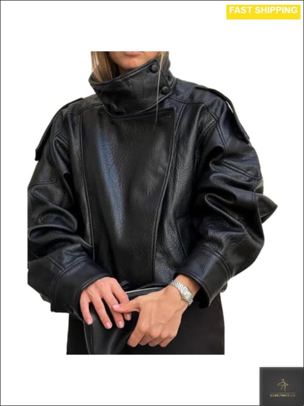 Faux Leather Moto Biker Jacket Zip Up Long Sleeve Fall Casual